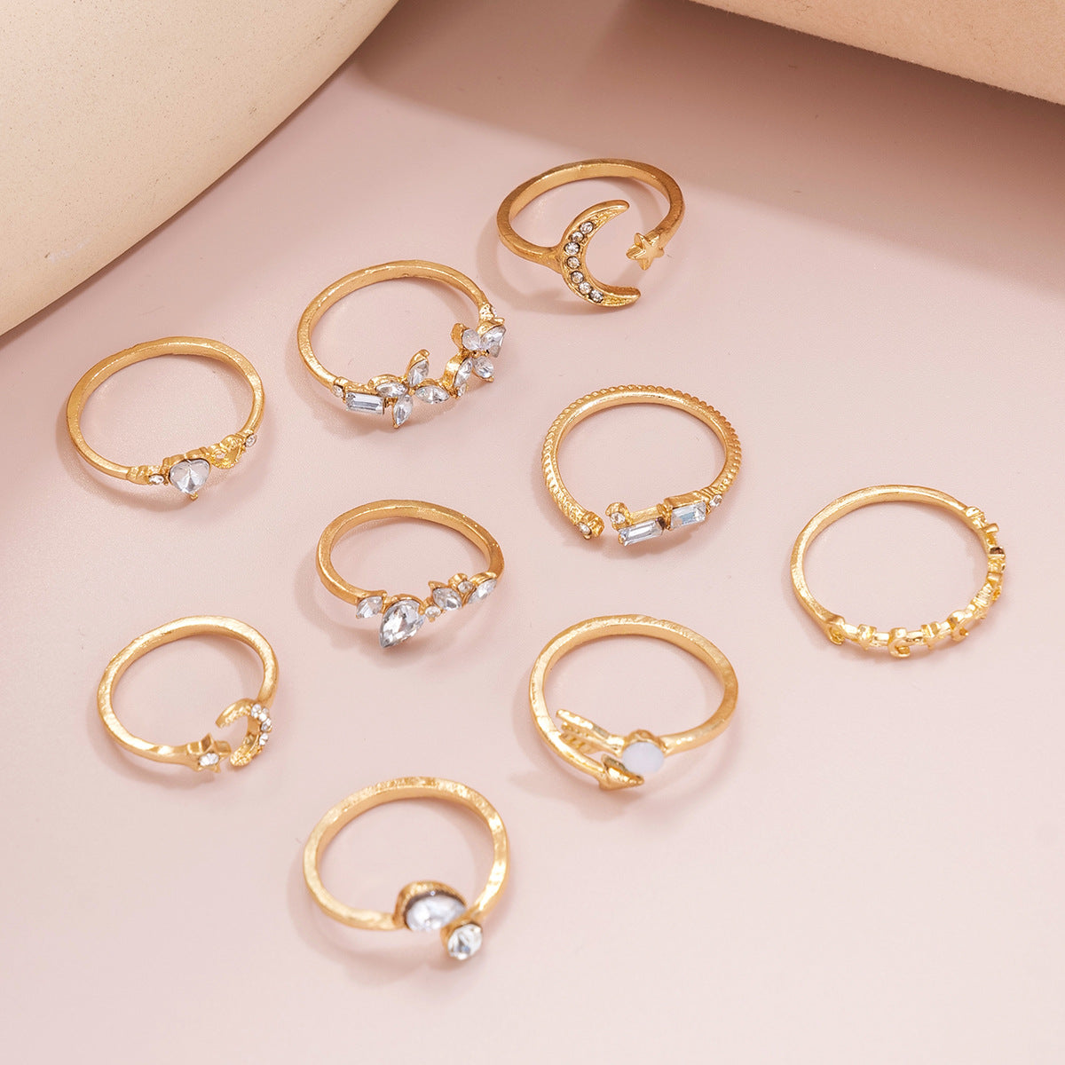 Damen Ring-Set mit funkelnden Zirkonia und kreativem Design Shop Nory