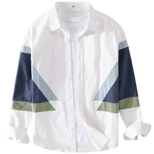Herren Colorblock-Hemd aus Baumwollmix mit langen Ärmeln und kontrastierenden Paneelen Shop Nory