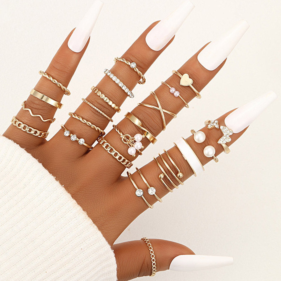 Damen Ring-Set mit filigranen Designs und funkelnden Akzenten Shop Nory