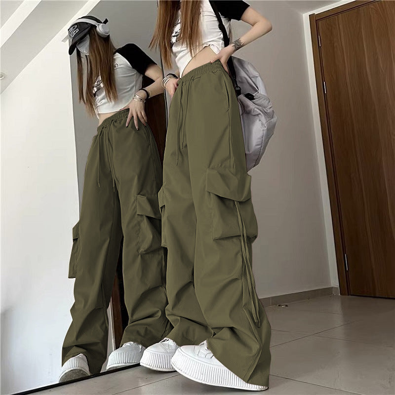 Damen Cargo-Hose im urbanen Stil mit seitlichen Taschen und elastischem Bund