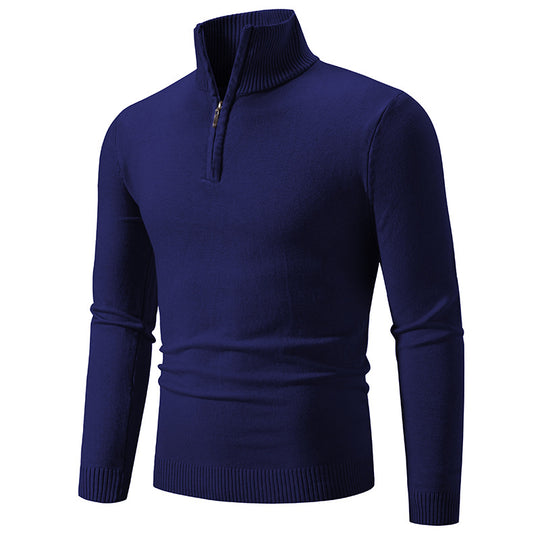 Herren Slim-Fit Halbzip-Mockneck Feinstrickpullover mit geripptem Kragen Shop Nory