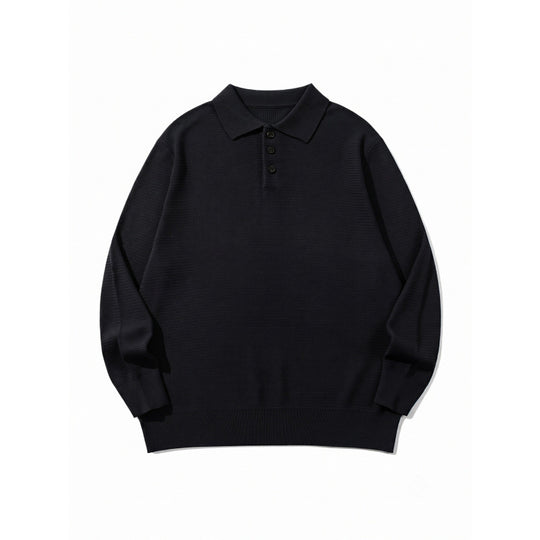 Unisex Boxy-Feinstrick-Poloshirt mit Henley-Knopfleiste, Rippbündchen und Raglanärmeln Shop Nory
