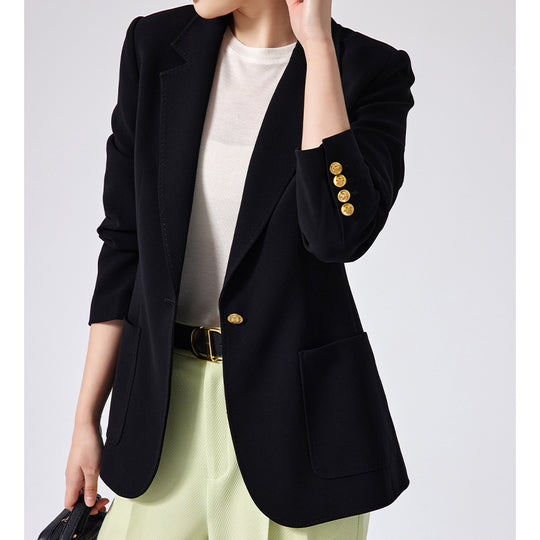 Damen Taillierter Longline-Blazer mit aufgesetzten Taschen, Ein-Knopf-Verschluss und leicht gerafften Ärmeln Shop Nory