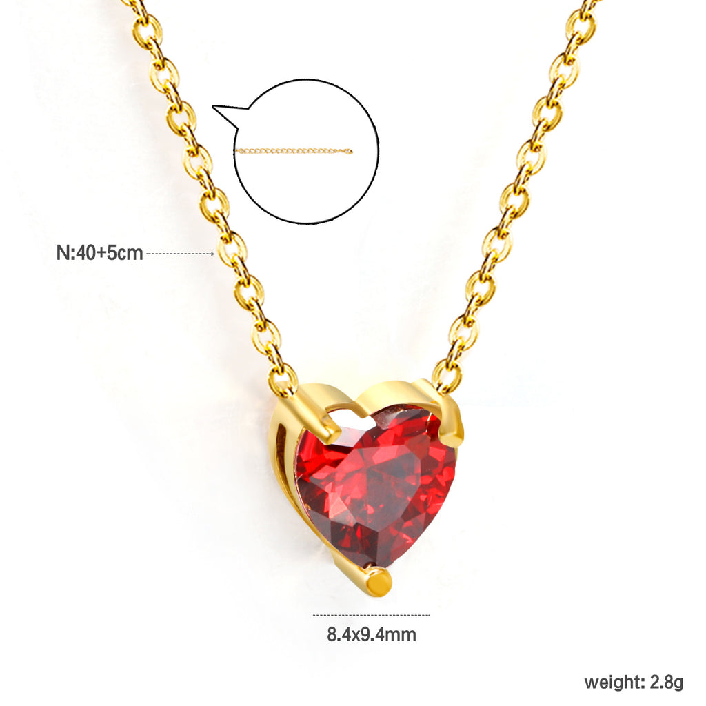 Damen Halskette mit herzförmigem Kristallanhänger und verstellbarer Kette Shop Nory