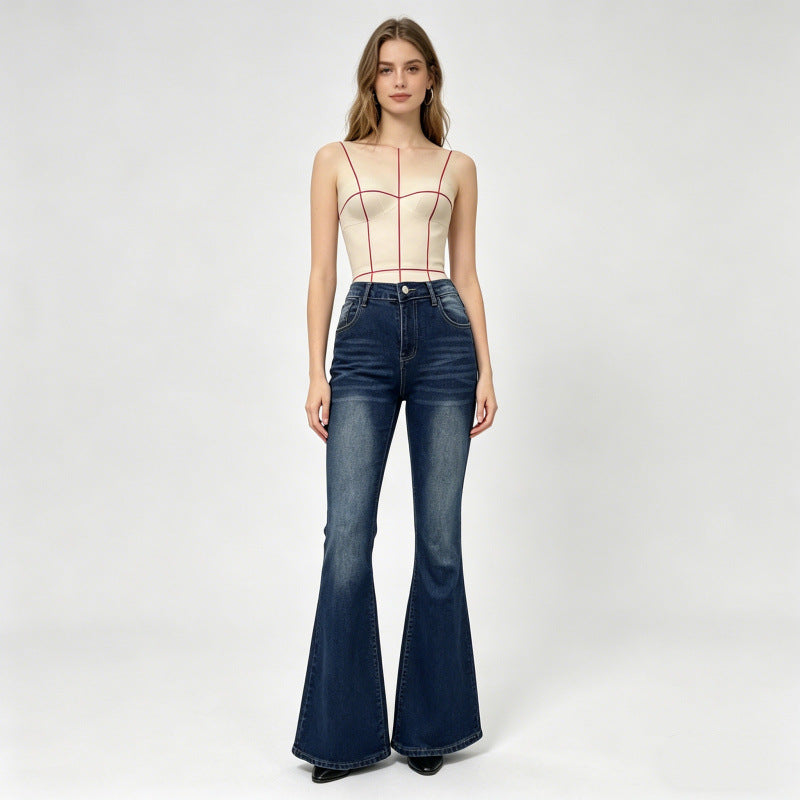 Damen Bootcut Jeans mit dekorativen Stickereien