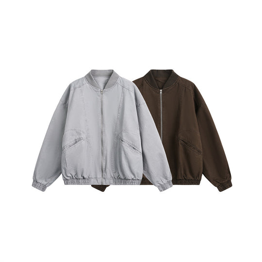 Unisex Kurz geschnittene Boxy‑Bomberjacke aus Baumwollmix mit Reißverschluss und elastischem Saum Shop Nory