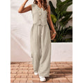 Damen Zweiteiler Strukturierte Bluse &amp; Weite Palazzo-Hose
