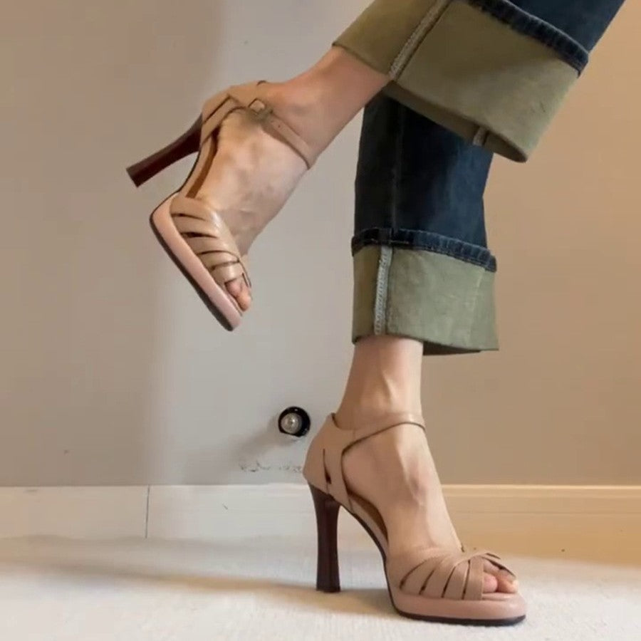 Damen Elegante Sandalen mit modischem Riemendesign und hohem Absatz