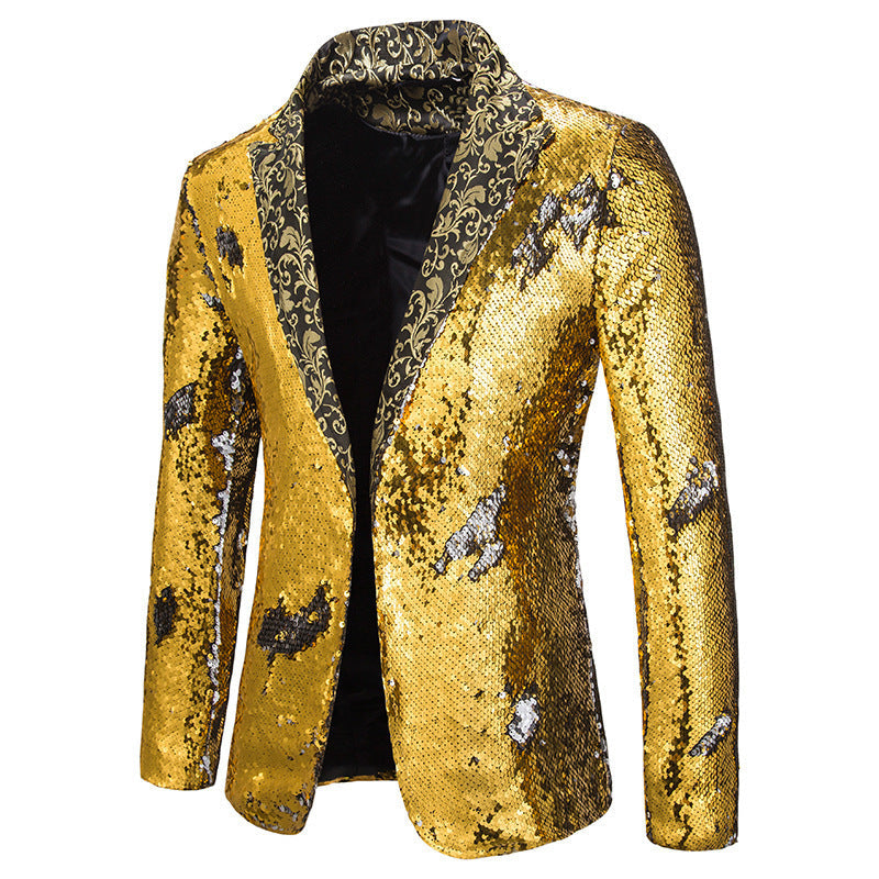 Herren extravagante Pailletten-Blazerjacke