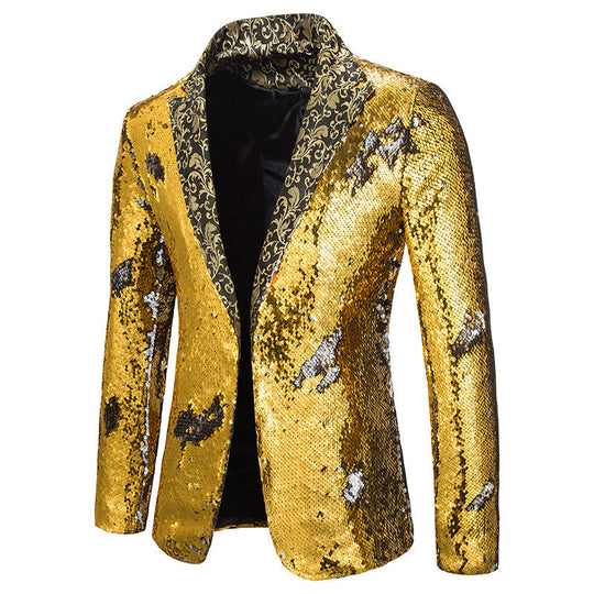 Herren extravagante Pailletten-Blazerjacke