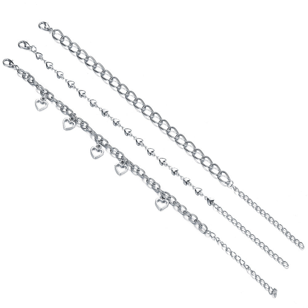 Damen Fußkettchen im modernen Herzen Design und filigraner Kettenstruktur Shop Nory