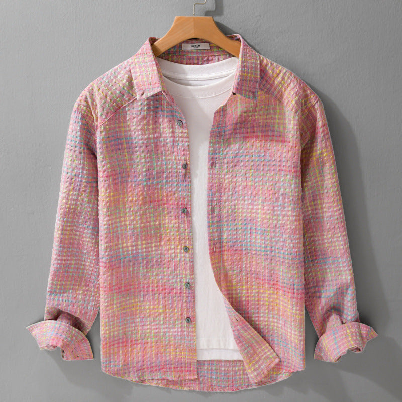 Damen Leichtes Crinkle-Karohemd im Overshirt‑Stil mit Aquarell-Check und relaxed Fit Shop Nory
