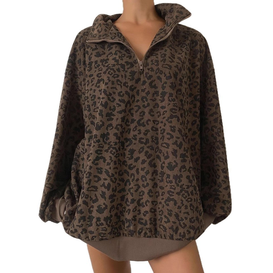 Damen Gemusterter Oversized Pullover mit Stehkragen Shop Nory