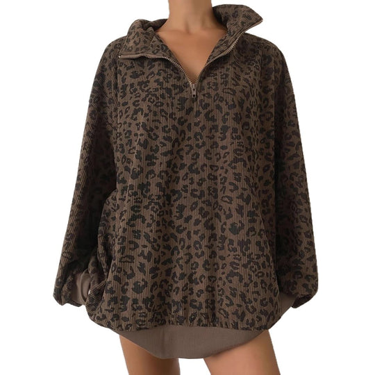 Damen Gemusterter Oversized Pullover mit Stehkragen Shop Nory