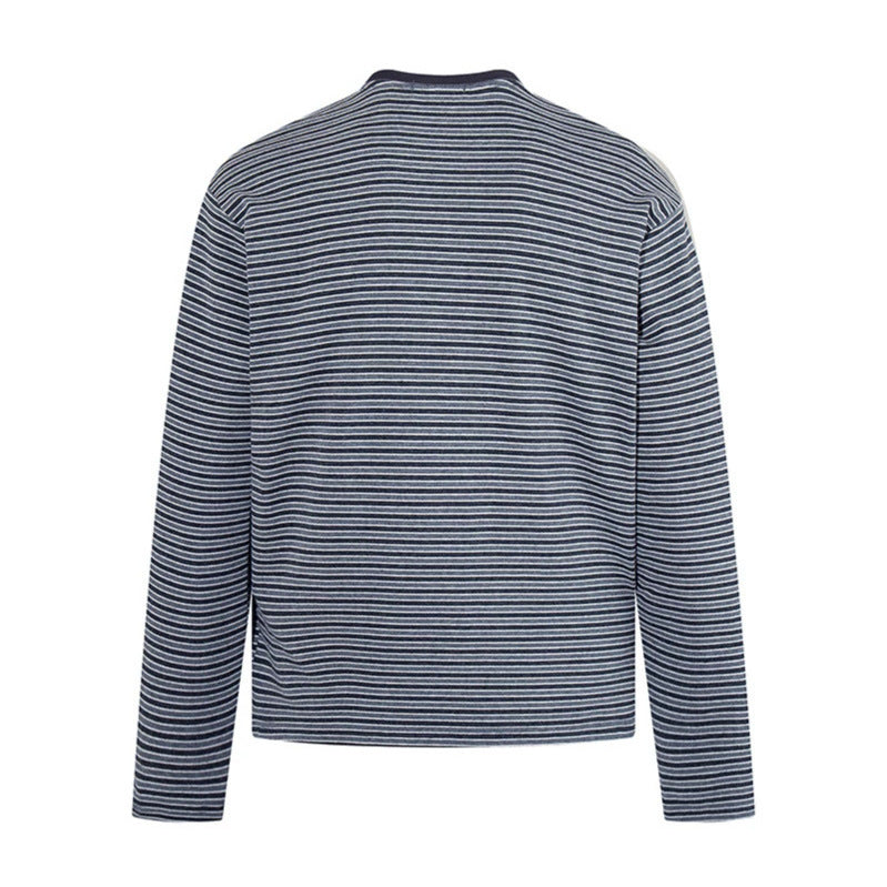 Herren Gestreiftes Langarmshirt aus Baumwollmischung mit Rundhalsausschnitt und Relaxed-Fit Shop Nory