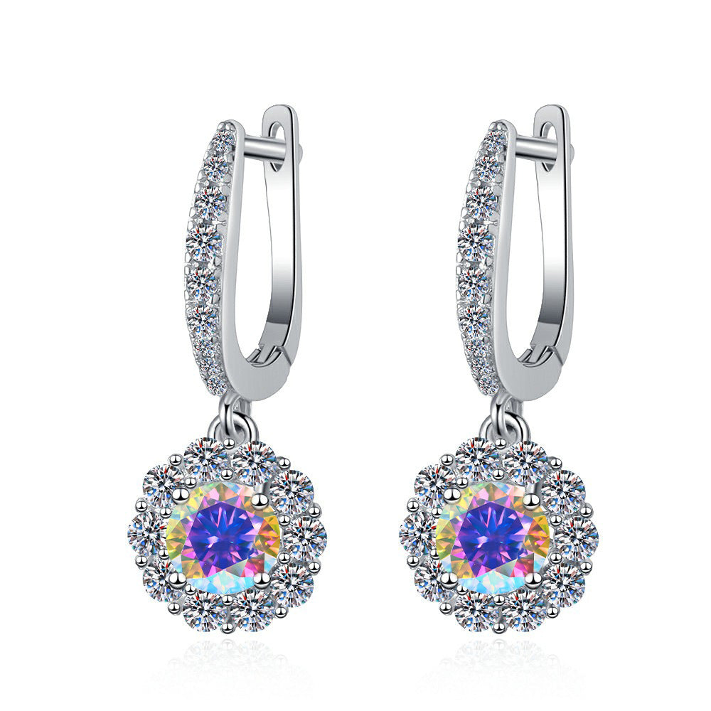 Damen Ohrhänger mit glitzernden Kristallen und rotem Design Shop Nory
