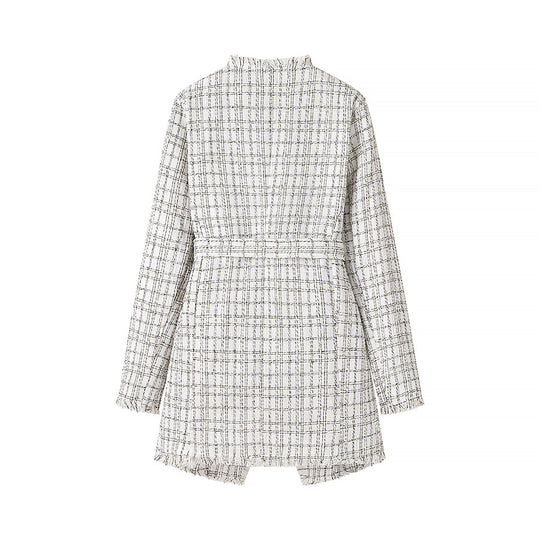 Damen Taillierter Bouclé-Kurzmantel mit Schalkragen und Bindegürtel Shop Nory