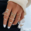 Damen Ring-Set mit funkelnden Kristallen und kunstvollen Designs Shop Nory