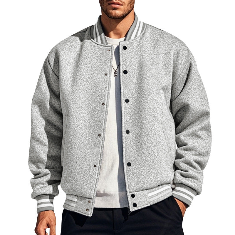 Herren nan klassische College-Baseballjacke mit elastischen Rippbündchen, Druckknopfleiste und aufgesetzten Taschen Shop Nory