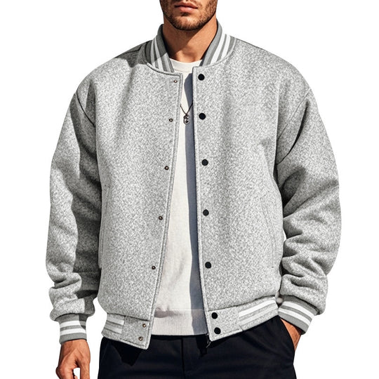 Herren nan klassische College-Baseballjacke mit elastischen Rippbündchen, Druckknopfleiste und aufgesetzten Taschen Shop Nory