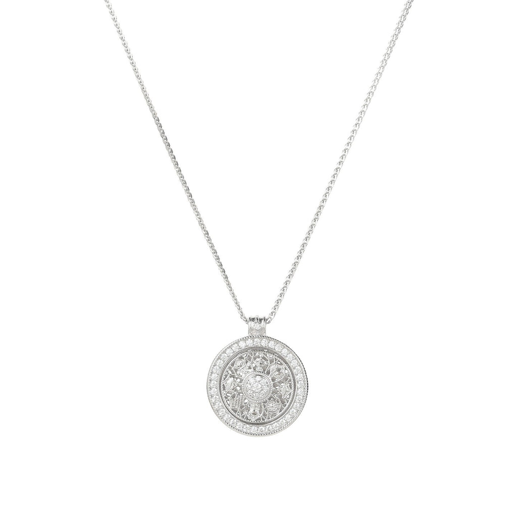 Damen Halskette mit funkelndem Kristallanhänger und eleganter Umrandung Shop Nory