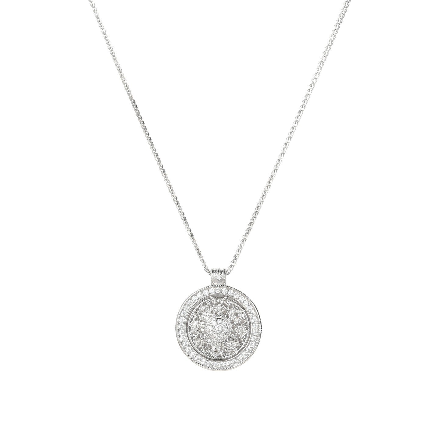 Damen Halskette mit funkelndem Kristallanhänger und eleganter Umrandung Shop Nory