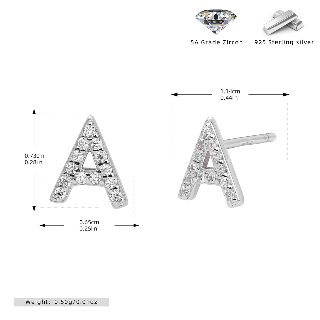 Damen Ohrstecker aus 925 Sterling Silber mit luxuriösem Zirkonbuchstaben R Shop Nory