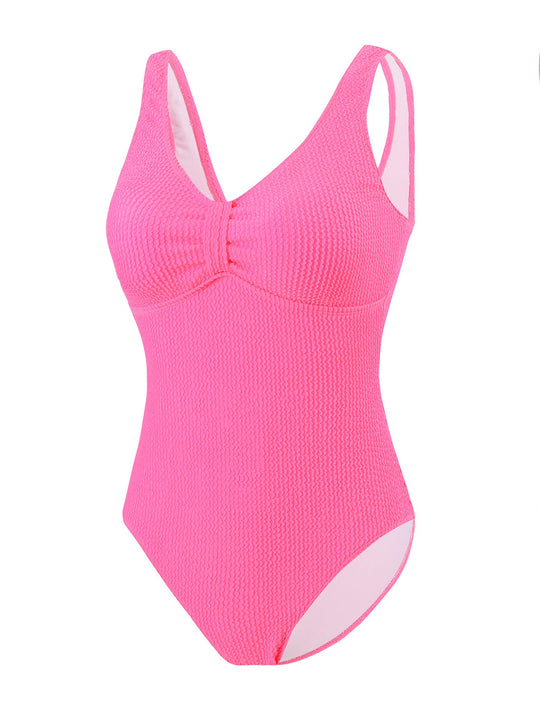 Damen Einteiliger Badeanzug mit raffinierten Rippstrick-Details