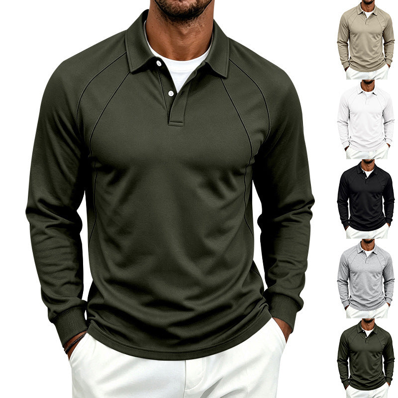 Herren Langarm-Polo aus feinem Baumwoll-Mix mit Raglannähten und Rippbündchen Shop Nory