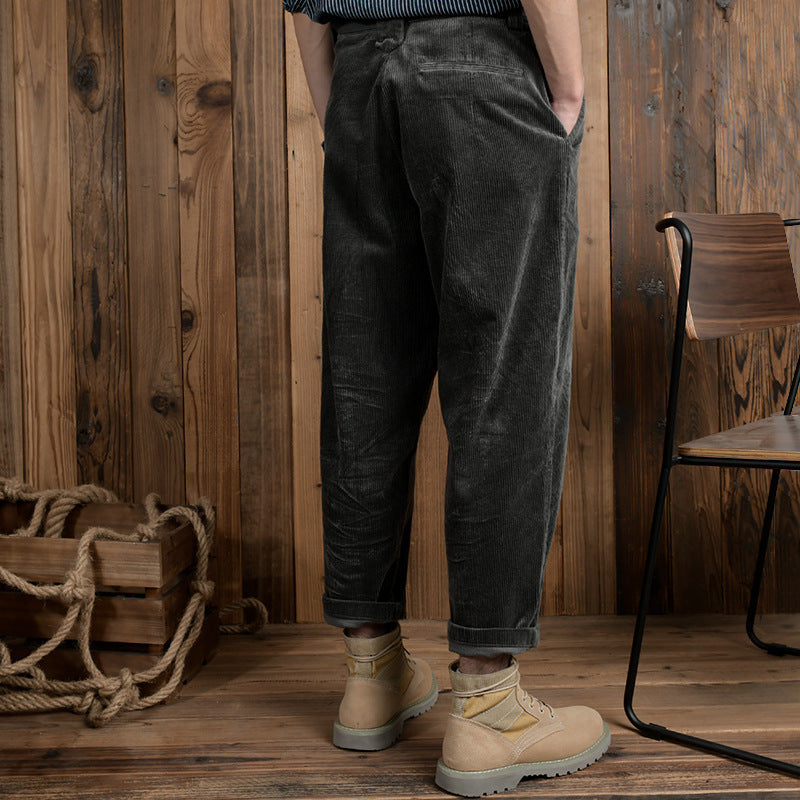 Herren Cordhose im Relaxed-Fit mit konischer Passform und Canvas-Gürtel Shop Nory