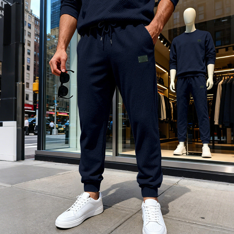 Herren Strukturierte Jogginghose mit geometrischer Waffelstruktur und elastischen Bündchen Shop Nory