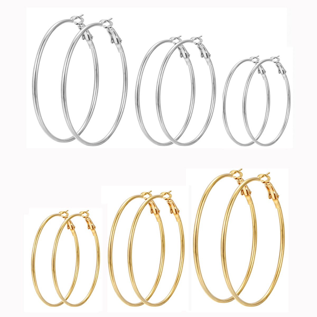 Damen Ohrringe Set mit eleganten, großen Creolen in verschiedenen Größen Shop Nory