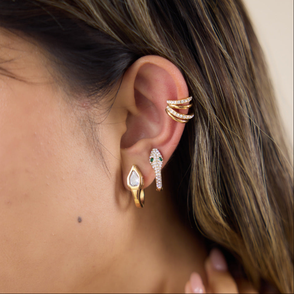 Damen Ohrhänger mit funkelndem Kristall und glattem Goldfinish Shop Nory
