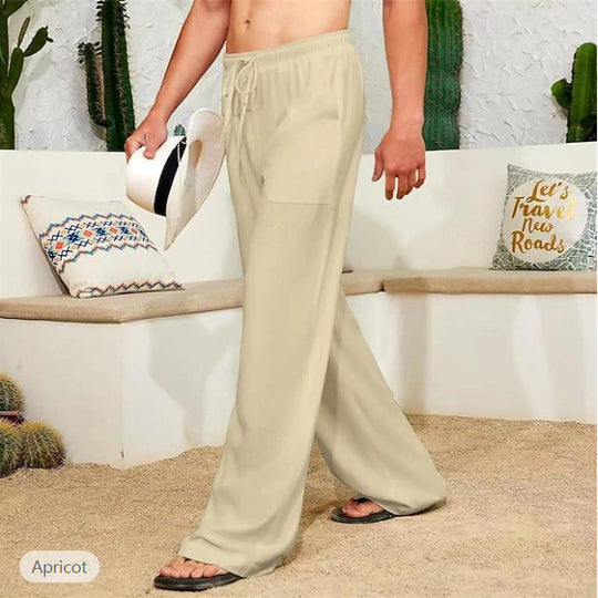 Herren weite Leinenhose mit Tunnelzug, aufgesetzten Seitentaschen und Relaxed-Fit Shop Nory