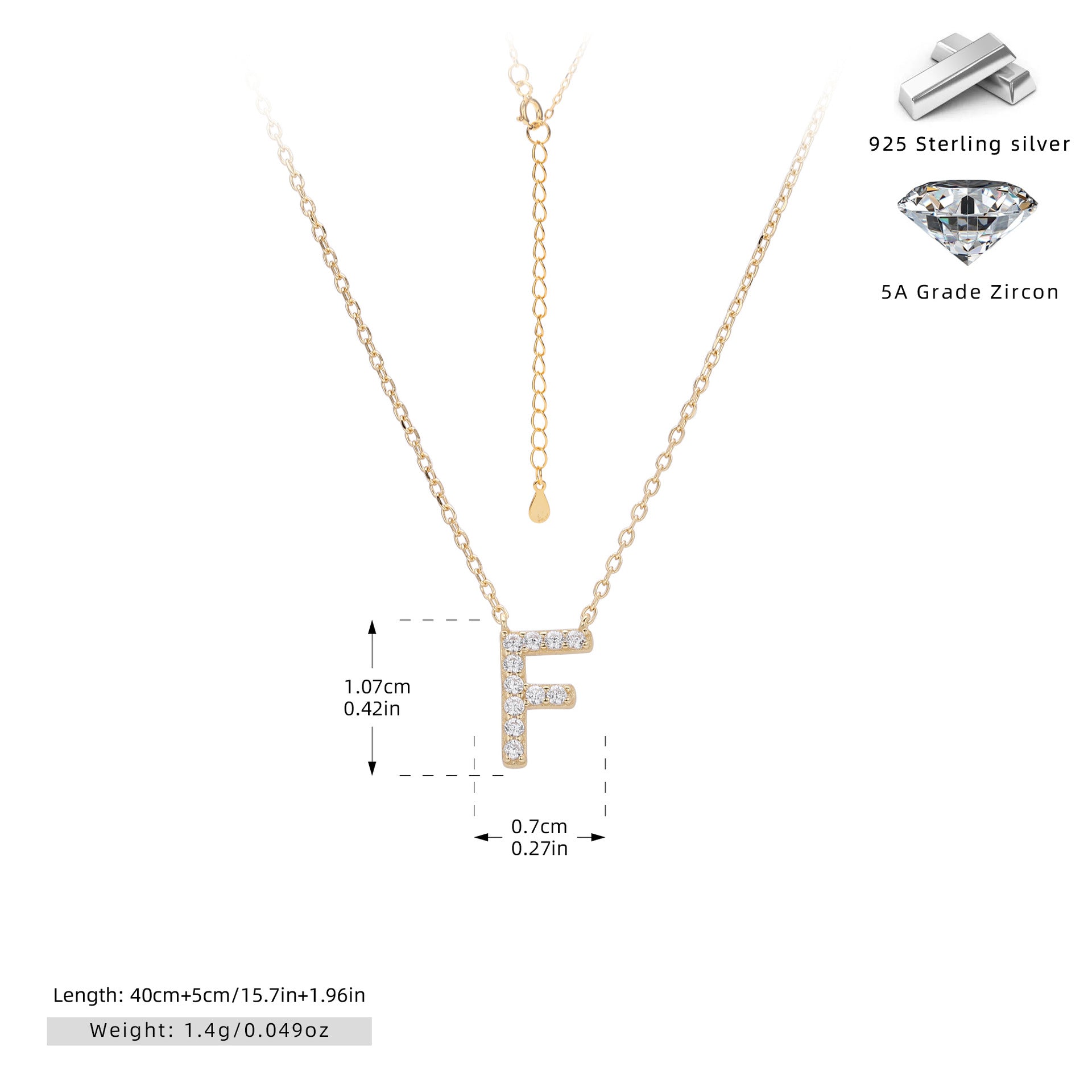 Damen Halskette mit Z-Anhänger und funkelnden Zirkonia Shop Nory