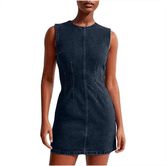 Damen Jeanskleid im modernen Schnitt mit nahtlosen Details Shopnory