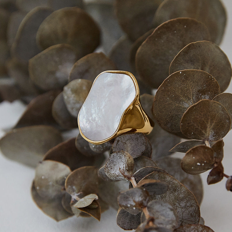 Damen eleganter Ring mit Perlmutt-Design Shop Nory