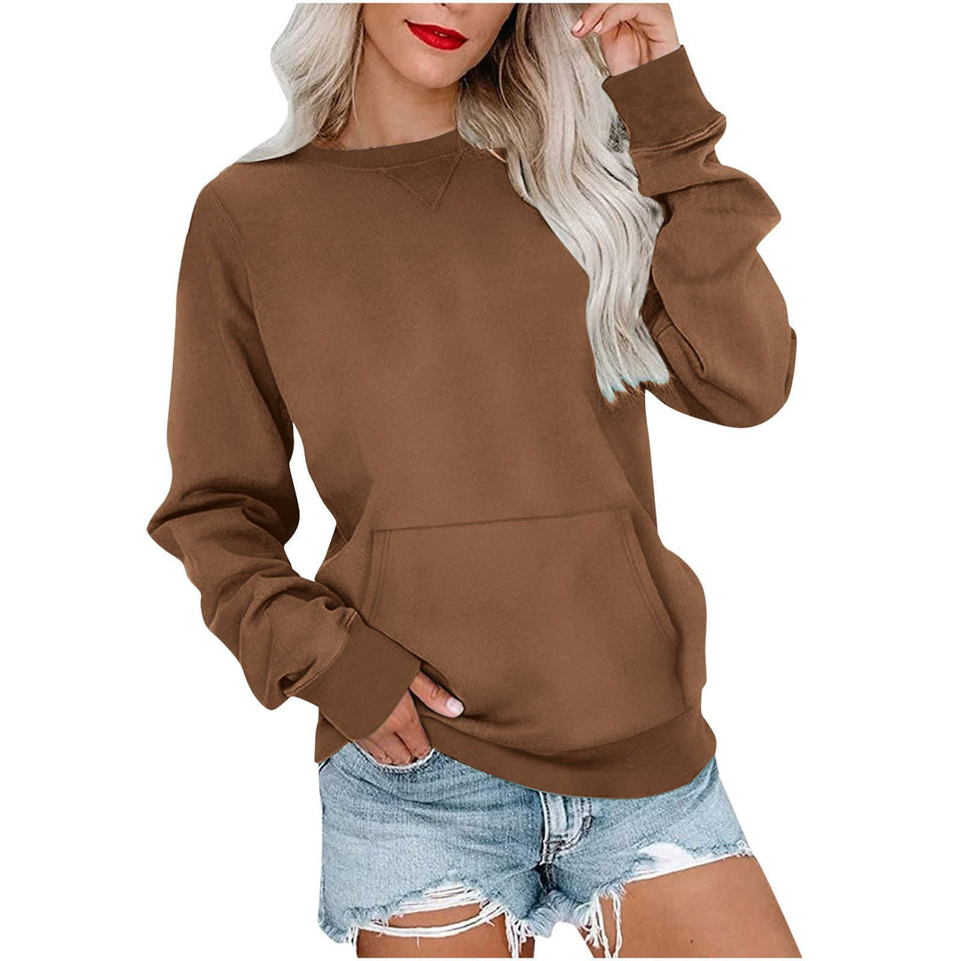 Damen Lockeres Sweatshirt mit Rundhalsausschnitt und Kängurutasche Shop Nory