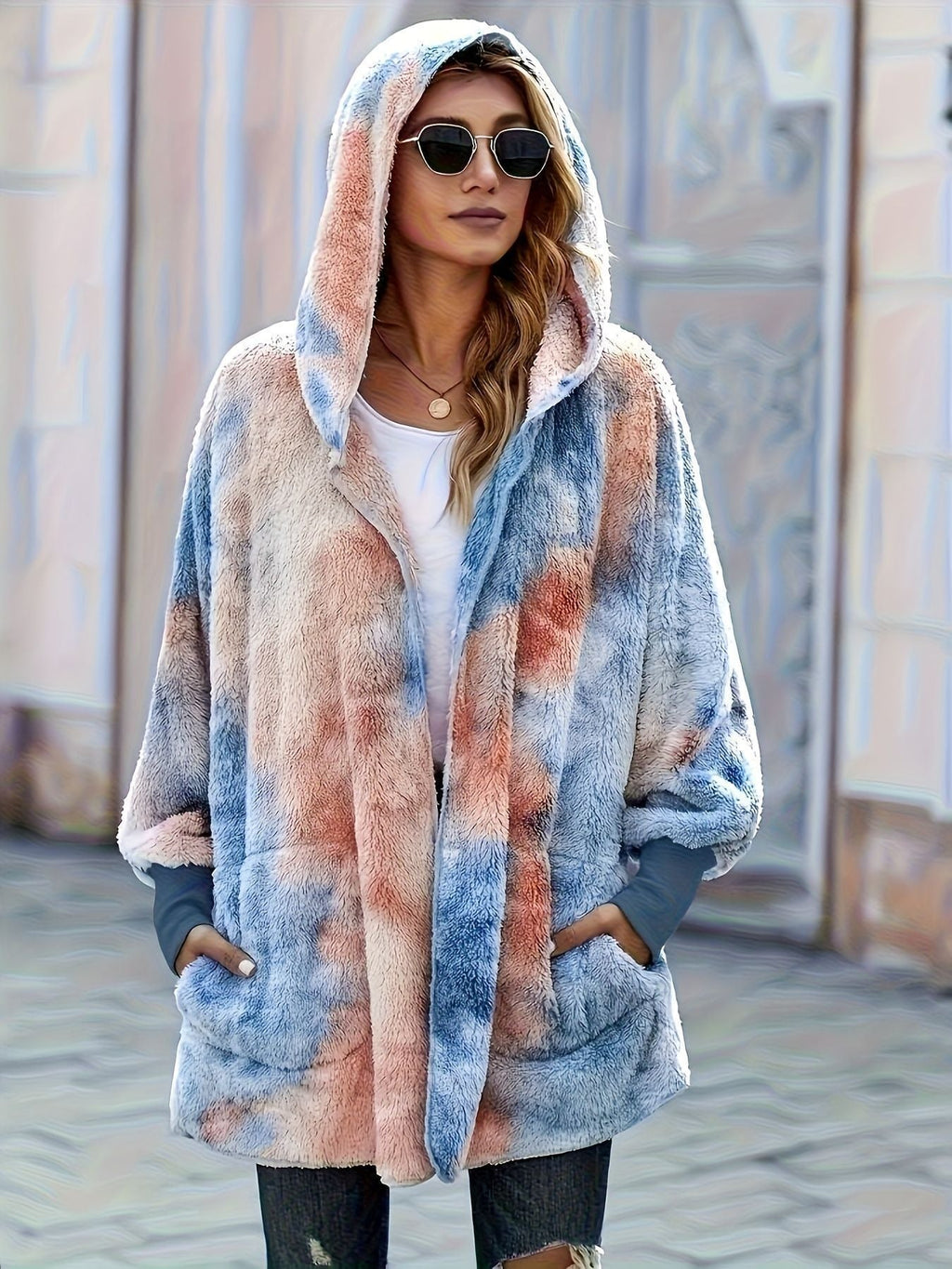 Damen Kapuzenjacke aus kuscheligem Teddyfell