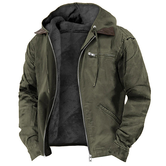 Herren nan wattierte Kapuzenjacke mit Teddyfutter und robuster Canvas-Aussenschicht Shop Nory
