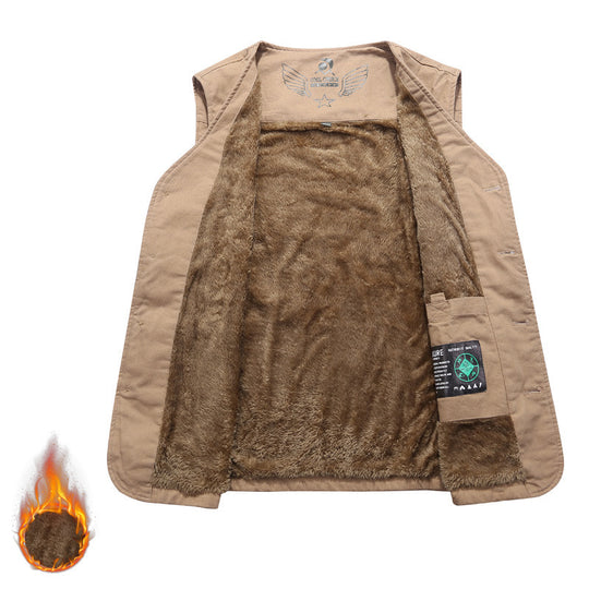 Herren Ärmellose Canvas‑Teddyweste mit wärmender Fleece‑Innenlage und aufgesetzten Taschen Shop Nory