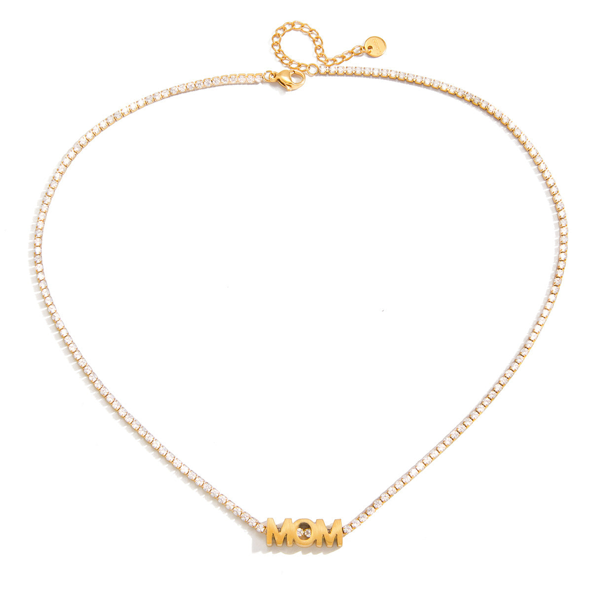 Damen Halskette mit funkelndem "MOM"-Anhänger und verstellbarer Edelstahlkette Shop Nory