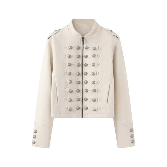 Damen Kurze militärisch inspirierte Jacke mit Zierknopfleisten Shop Nory