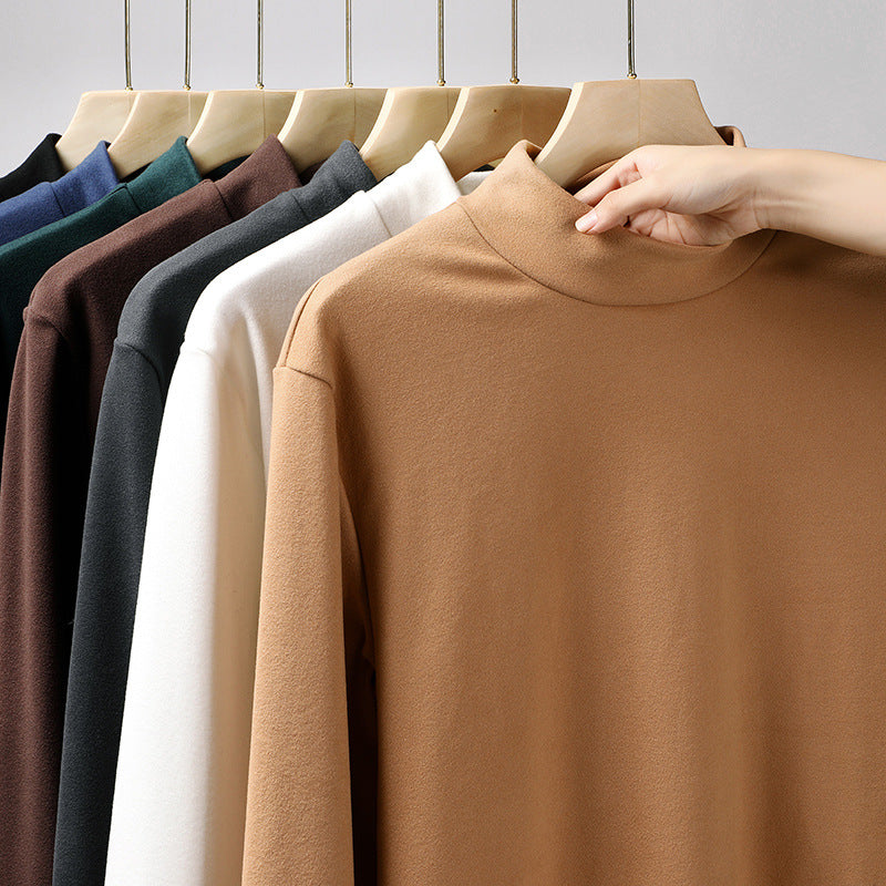Damen Feines Stretch-Mockneck-Langarmshirt mit engem Stehkragen Shop Nory