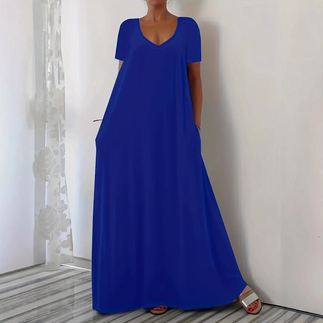 Damen Maxikleid mit U-Ausschnitt und praktischen Taschen