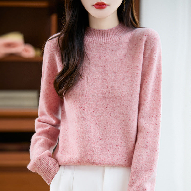 Damen Mélange-Feinstrickpullover mit kurzem Stehkragen und lockerer Silhouette Shop Nory