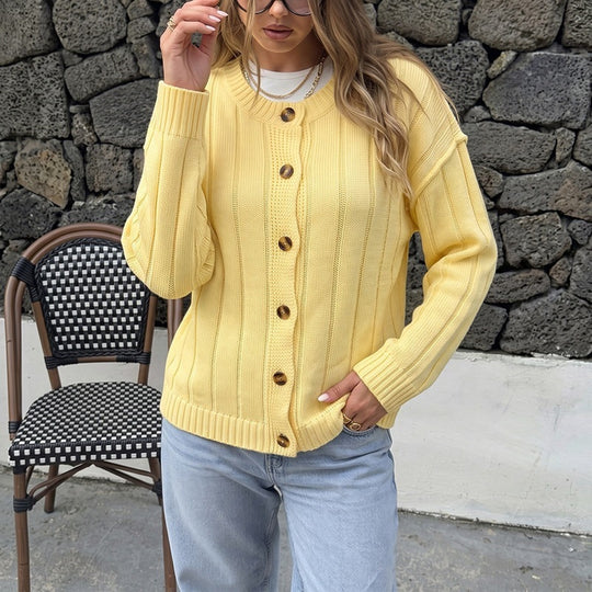 Damen Strickjacke mit Knöpfen und Rippstruktur Shop Nory