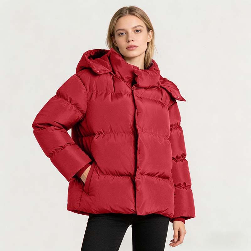 Damen Gefütterte Oversized-Steppjacke mit Kapuze und hohem Stehkragen Shop Nory