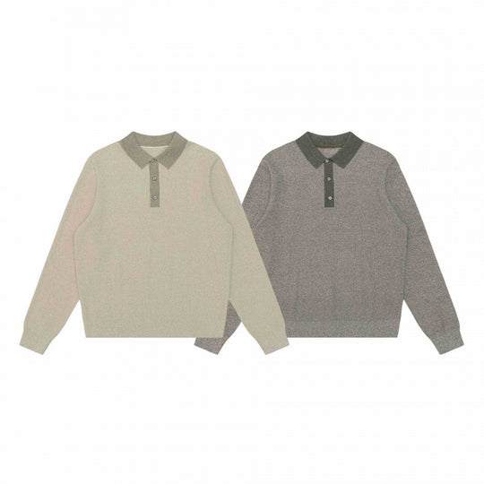 Unisex Feinstrick-Polopullover mit Henley-Knopfleiste und gerippten Bündchen Shop Nory
