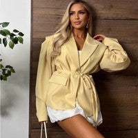 Damen eleganter Oversized-Blazer mit Gürteldetail
